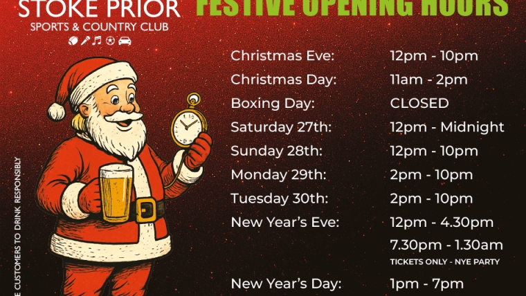 FESTIVE OPENING HOURS 2025